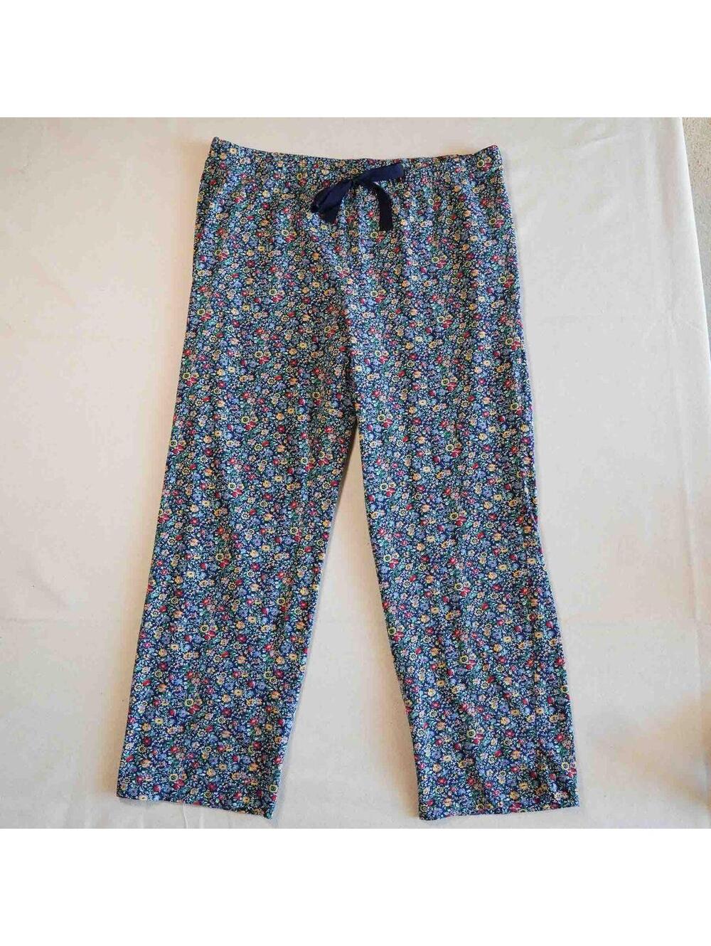 Land's End floral 100% cotton pajama pants loungewear sz L